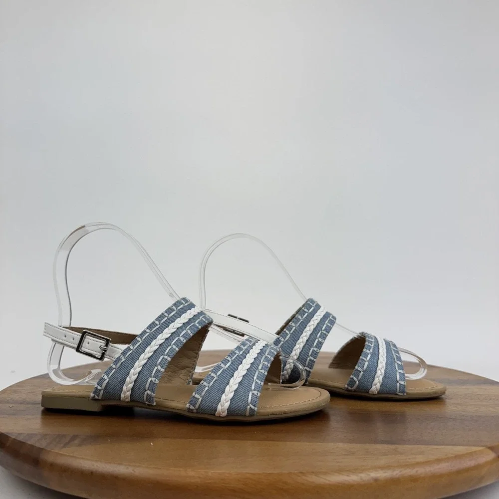 New Big Kids Girls Dolce Vita Clovar Blue Denim Ankle Strap Sandals Size 1‎ Y